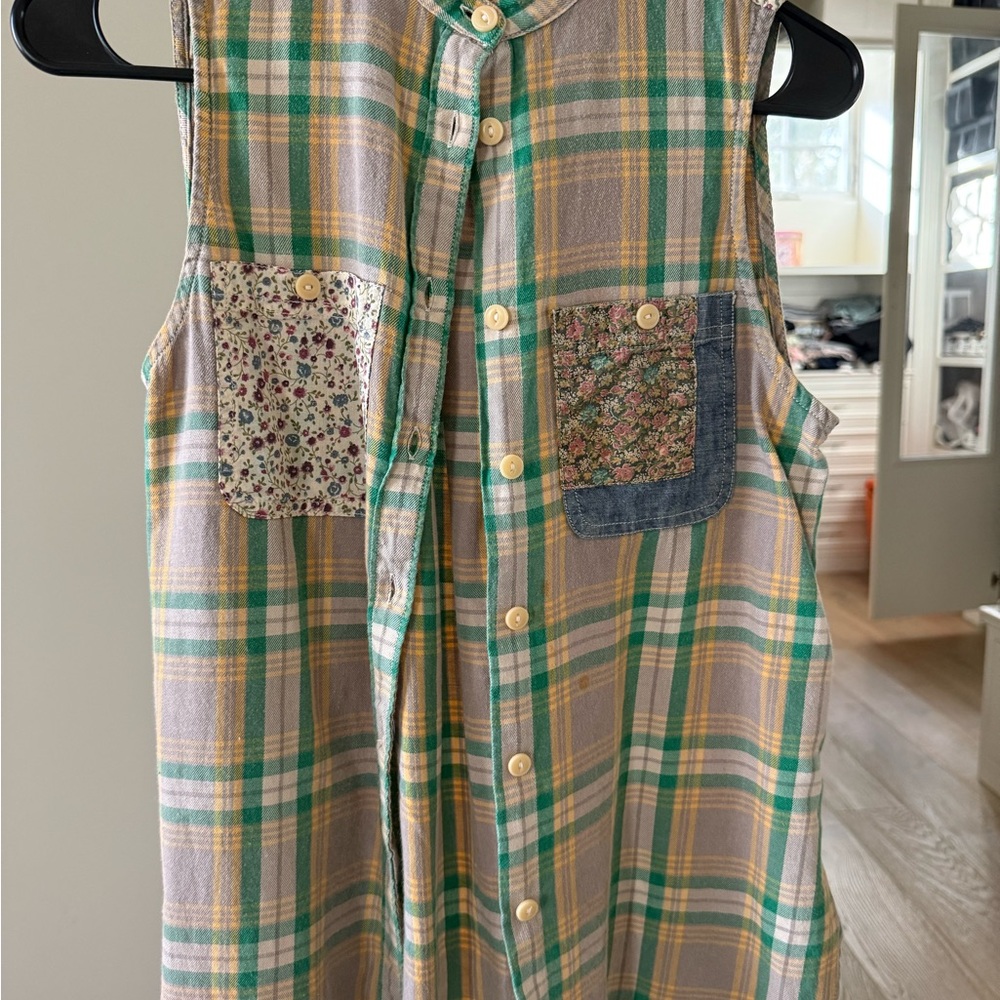 Denim & Supply Ralph Lauren Plaid Sleeveless Top - Green and Yellow